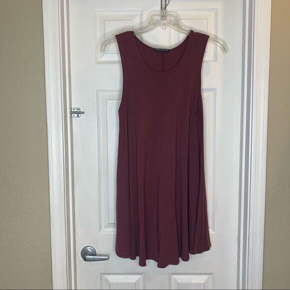 Brandy Melville Alena Swing Mini Dress One Size Sleeveless Burgandy - Picture 7 of 10